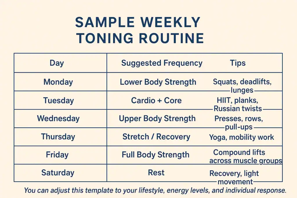 Achieving the Perfect Tone: How Often Should You Exercise for Results? 4 Weekly exercise Herne plan graphic