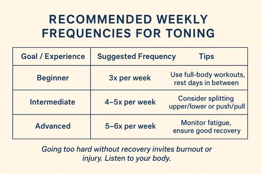 Achieving the Perfect Tone: How Often Should You Exercise for Results? 2 Graphic to show how often you should do exercise to help with toning Herne